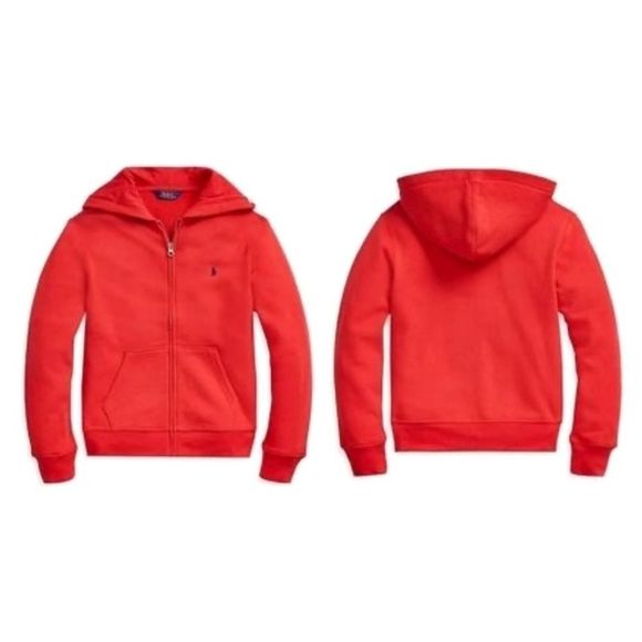 Polo Ralph Lauren Kids Red Cotton-Blend-Fleece Zip Up Hoodie Sweatshirt 3T